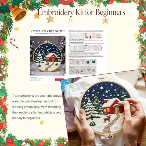 SCECALA 3 Pack Christmas Embroidery Kit