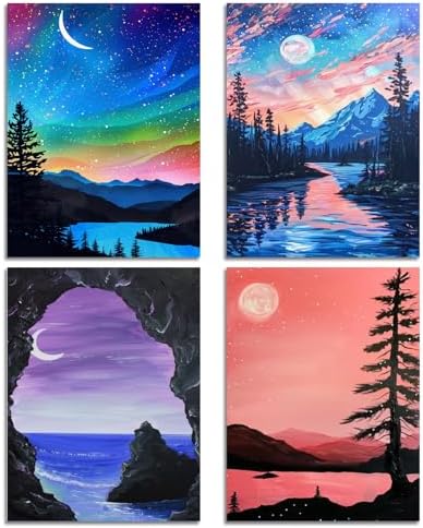 DOTSOPS 4 Pack Landscape Diamond Painting Kits Art Adults Painting Kit