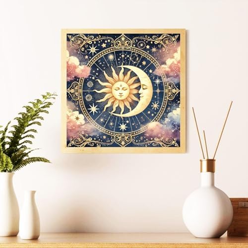 Sun and Moon Diamond Art Kits for Adults, Diamond Painting Kits 14x14 Inch | Diamond Painting Kits for Adults Beginners, Gem Art, 5D Full Drill, DIY Arts and Crafts for Gift Home or Decor
