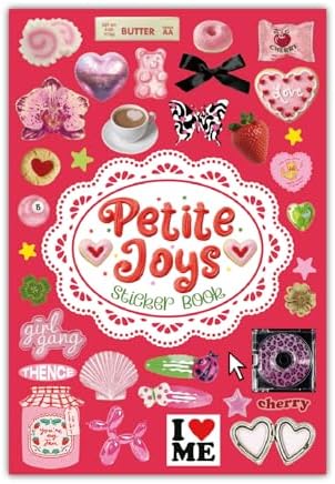 PRSTINCOL Sweetheart Vintage Style Sticker Book, 30 Pages of Aesthetic Stickers for Journaling Adults, Cute Retro Floral and Love Ephemera, 8.3 by 5.5 Inches, Over 550 Pieces