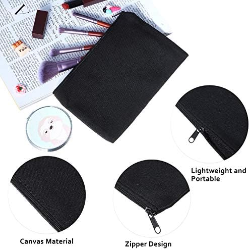 Gejoy 10 Pack Blank Canvas Cosmetic Bags Zipper Pouch DIY,S,Black