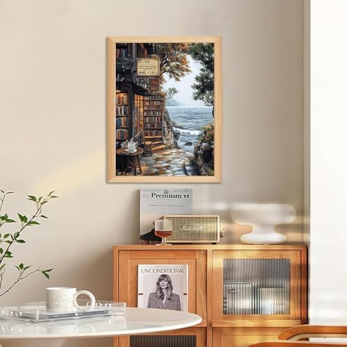 WULINHUAFA Bookstore Paint by Numbers Adults Beginner 16x20 Inch | Books Adult Paint by Number Kits, DIY Acrylic Oil Easy Painting by Numbers for Gifts Home Wall Decor Without Frame