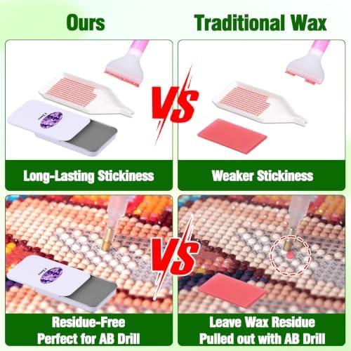 Scented Diamond Painting Wax, Handmade Natural Beeswax for Diamond Art Painting Pen, Long-Lasting Stickiness No Residue Drill Wax with Picker Tool, Diamond Art Accessories and Tools (Clove)