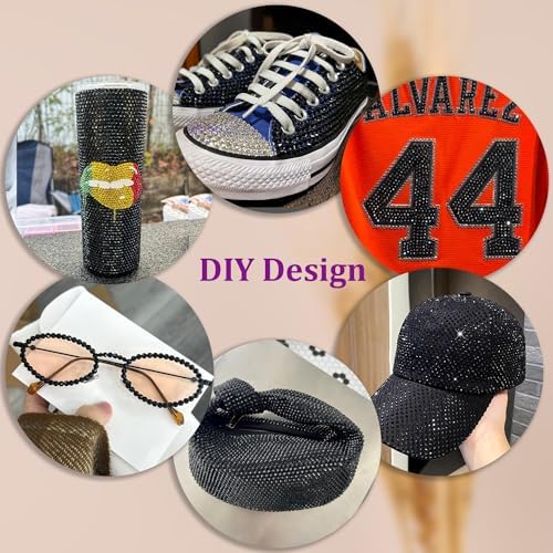 Resin Jelly Rhinestones for Crafting with B7000 Jewelry Glue, 2 Boxes Black Flatback Crystals with 2Pcs 10ml Glue, Bedazzling Non Hotfix Gems for DIY Tumblers Clothing Shoes Manicure