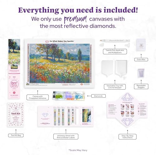 DIAMOND ART CLUB Wildflower Field with Trees in the Summer Countryside