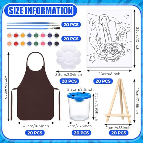 Sherr 140 Pcs 20 Set Pre Drawn Canvas Painting Kit, Vintage