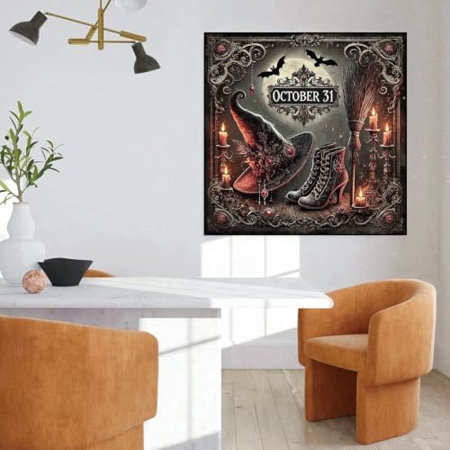 Halloween Diamond Art Kits for Adults, Magic Hat Diamond Painting Kits