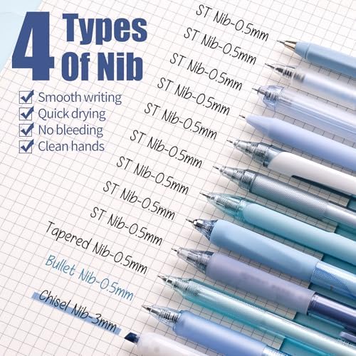 Four Candies Cute Blue Pens, Black Gel Ink, Ocean - 12ct, 0.5mm Fine Point