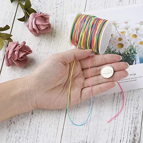 100 Yards 0.8mm Braided Nylon Crafting Thread Chinese Knotting Beading String Macrame Cord Rope for Necklace Bracelet Jewelry Craft Making, Colorful