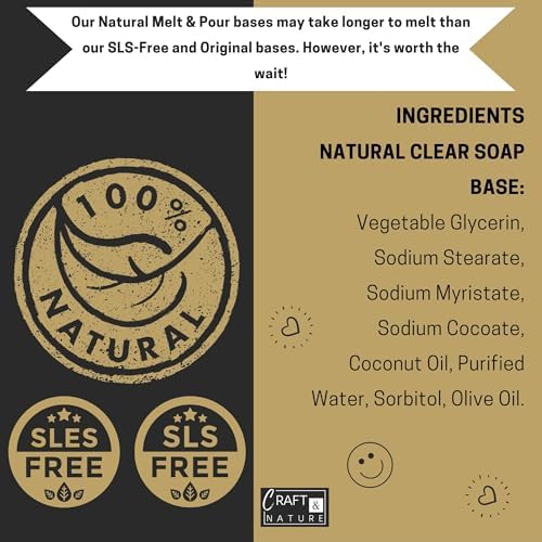 Craft & Nature 4 LB All Natural Clear Moisturizing Glycerin Melt And Pour Soap Base for Soap Making (4 Pound (Pack of 1), Clear (Unscented))