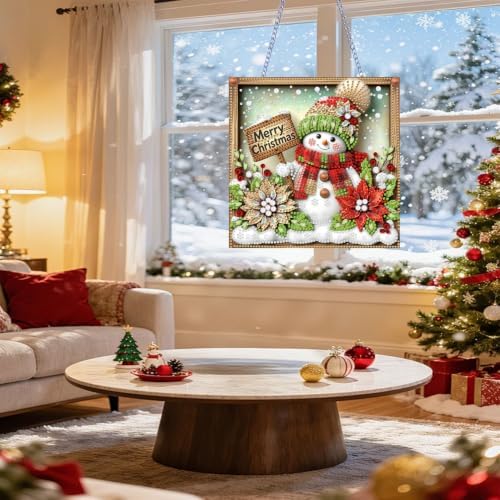 VeGuude Christmas Diamond Art Kits for Adults, DIY Acrylic Hanging Ornament