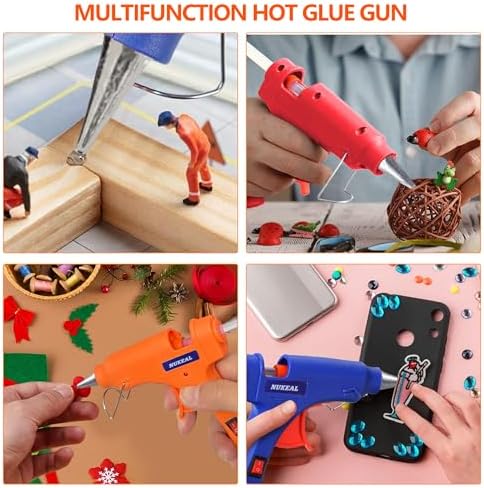Mini Hot Glue Gun Kit 12 Pieces, Hot Melt Glue Guns for Kids School Craft Project DIY Arts and Home Quick Repairs, 20 Watts, 6 Colors (Navy Blue, White, Green, Orange, Red, Sky Blue)