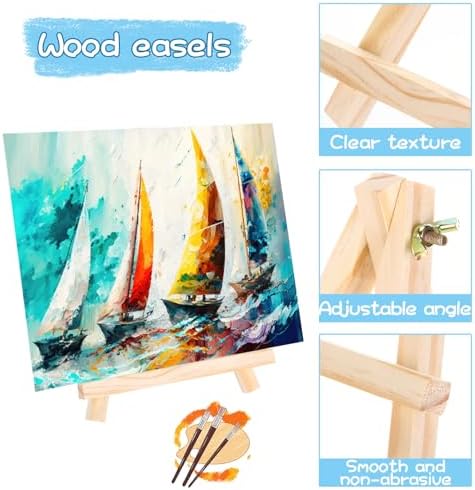 Marspark 30 Pack 9 Inch Wood Easels Bulk Tabletop Easel for Painting Small Easel Stand for Painting Canvas Easels Display Stand Tripod, Back to School Gifts, Portable Canvas Photo Picture Sign Holder