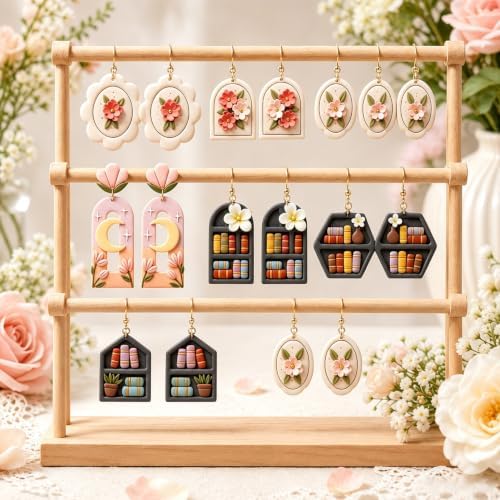 11Pcs Floral Moon Bookshelf Clay Mold Set for Earring Making