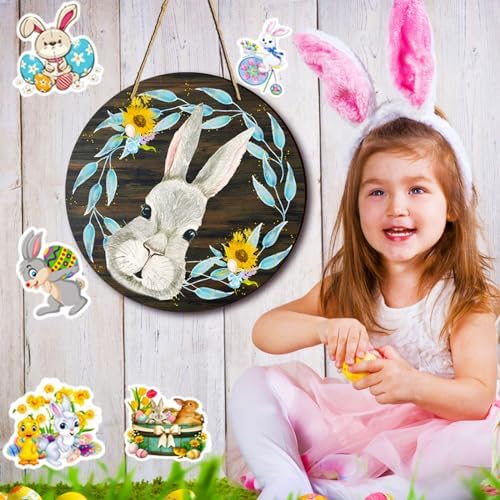 200Pcs Easter Stickers for Water Bottles, Easter Egg Bunny Stickers for Kids Teens Girls Adults, Vinyl Waterproof Sticker for Laptop, Phone