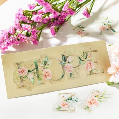 216 Pcs Floral Alphabet and Number PET Stickers for Scrapbooking
