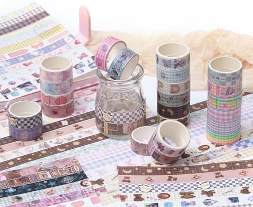YUBBAEX Cute Washi Tape Value Pack 36 Rolls Aniamls Printed Masking Tape Kawaii Decorative for Arts, DIY Crafts, Journal Supplies, Planners, Scrapbook, Card/Gift Wrapping (Girly Style)