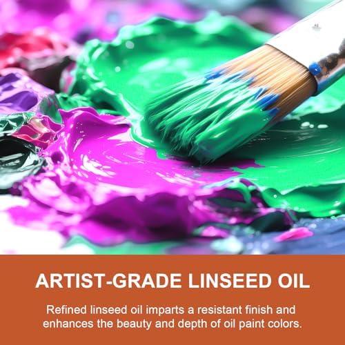 JOFOOK Refined Linseed Oil for Oil Painting with a Paintbrush,Thinner Medium for Oil Based Paint - 9.13oz (270ml),Thinning Oil for Professionals