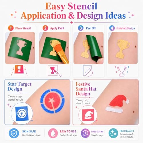 Face Painting Kit, Oil Based Body Paint Waterproof Sweatproof Non-Toxic Facepaint Palette with Brush, Stencil, Sponge, Gem, for Party Halloween 4th of July World Cup (40 Colors Kit for Girls)
