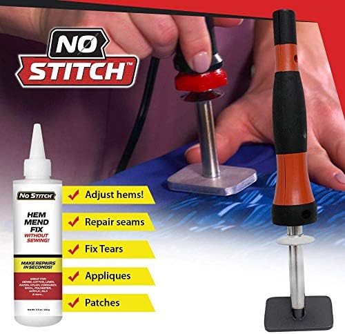 No Stitch Handheld Heat Iron Repair Kit for Fabric - Electric Pressing Wand & Fabric Adhesive Powder Set for Easy Clothing Fixes | Machine Washable | Hemming, Seams, Tears - As Seen On TV