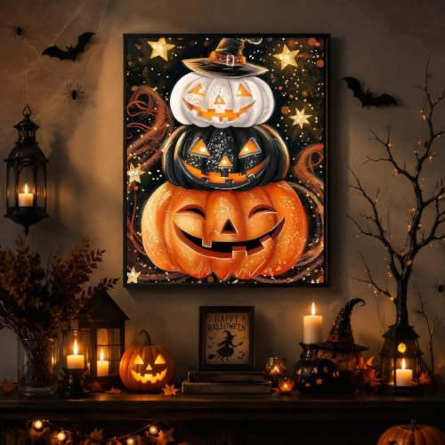 Pumpkin Paint by Numbers Kit for Adults Beginner with Framed 10x12 Inch
