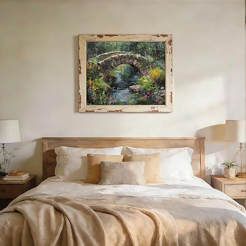 AuraDraw Stone Bridge Paint by Numbers Kit for Adults - DIY Stone Bridge Over River Painting on Canvas, Acrylic Paint Set or Home Decoration 16x20 Inch
