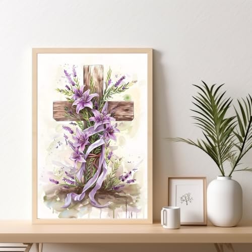 Kalonyth Cross Framed Paint by Numbers Kit for Adults Beginner 8x12 inch