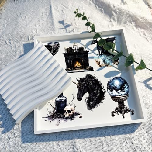 50pcs PET Vinyl Stickers Scrapbook, Self-Adhesive Waterproof Vinyl Sticker for Laptops, Aesthetic Decor Journal Stickers Planner Accessories for Luggage, Water Bottles.Black Magic