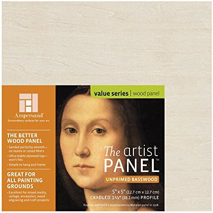 Ampersand Artist Panel Unprimed Basswood, 1.5 Inch Depth, 5X5 Inch (UPWP150505)