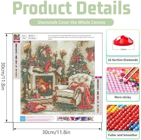 Xylogist Christmas Fireplace Stockings Diamond Art Kits for Adults