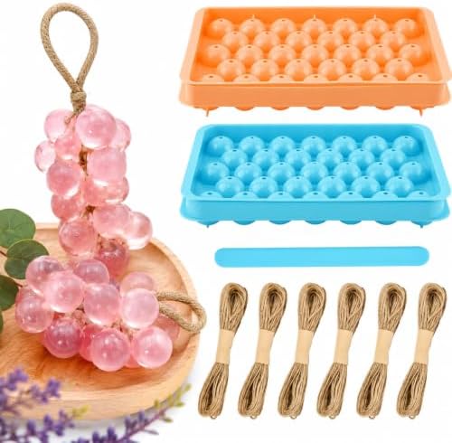 Grape Soap Molds Kit - 2Pcs DIY Handmade Soap Making Kit with Stirring Stick, Jute Rope, Reusable Soaps Molds for Homemade Soap, Candle, Resin Crafts (Without Soaps)