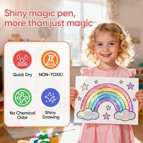 JoyCat 10-Pack Glitter Color Changing Markers for Kids, Dual Tip Magic Pens