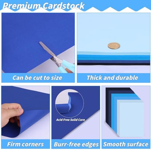 100 Sheets 8.5" x 11" Navy Blue Colored Cardstock, 5 Colors