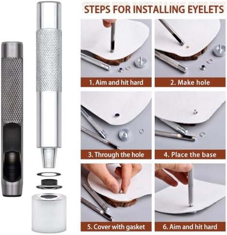 SEMINI 200 Sets 8mm Gunmetal Grommet Eyelet Kit for Fabric Leather Crafts