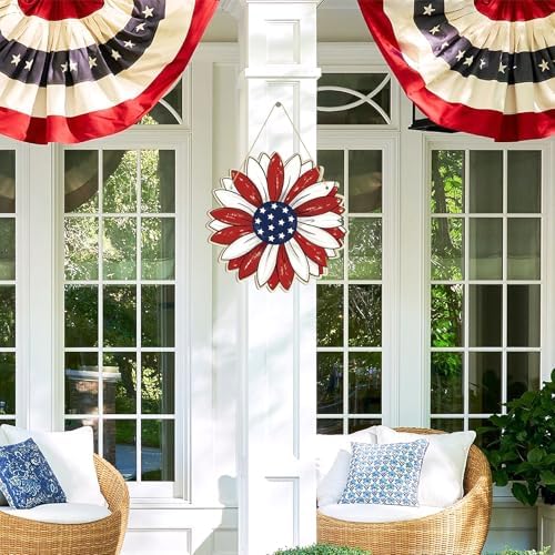 Large 12" Wooden Spring Ornaments to Paint Star Crafts, DIY Blank Unfinished 4th of July Door Sign Wreaths for Front Door Plaque 250th Anniversary Hanging Patriotic Day Independence Day Decorations