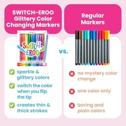 Ooly Switch-Eroo Magic Color Changing Sparkle Markers, Set of 12