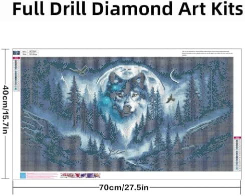 WNPOKN Large Wolf Diamond Art Kits for Adults 28x16inch