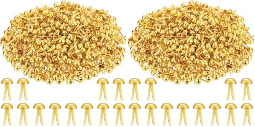 Hotop 500 Pcs Brad for Paper Crafts Metal Paper Fasteners,Golden (Pack of 2)