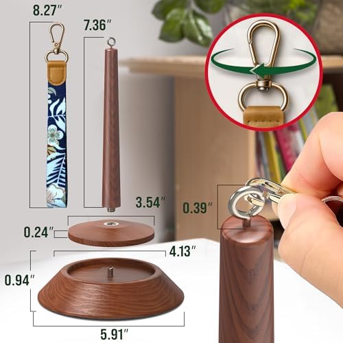 BARVA 2 in 1 Upgraded Table Chunky Yarn Holder 22 Lb & Mini Wristlet Spinner | Bracelet Spindle On the Go for Travel & Car | Wood Crochet Accessories | Compact Fiber Tools | Top Crafts Gifts for Women