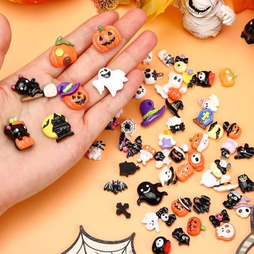 60Pcs Halloween Flatback Resin Charms for Slime Crafts Phone Cases
