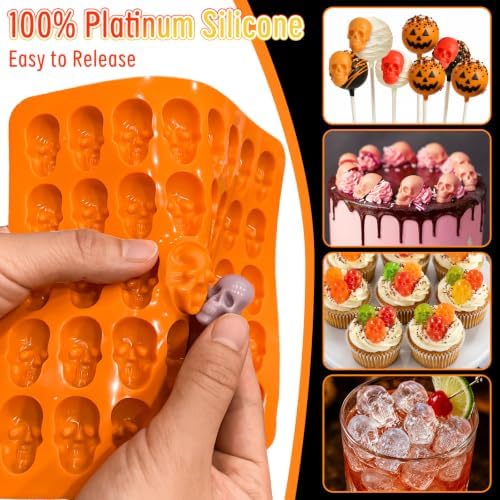Mini Skull Mold, 3 Pack Halloween Skull Gummy Molds