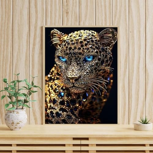 Xylogist Black Cheetah Diamond Art Kits for Adults 12 x 16 Inch