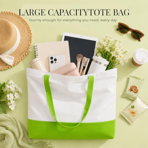 Joyclub 5 Pack Large Canvas Tote Bags Bulk for Daily Use Colorful