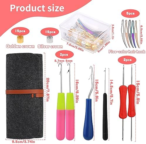 QMNNMA Dreadlock Crochet Hook, 48 Pcs Loc Crochet Needle for Hair