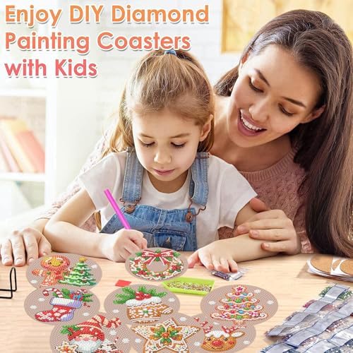 ijbnhd 8 Pcs Christmas Diamond Painting Coasters Kits Diamond Art Coasters