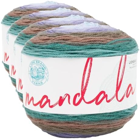 Lion Brand Yarn Mandala, Multicolor Yarn for Knitting, Crochet and Crafting, Bowser, 4 Pack