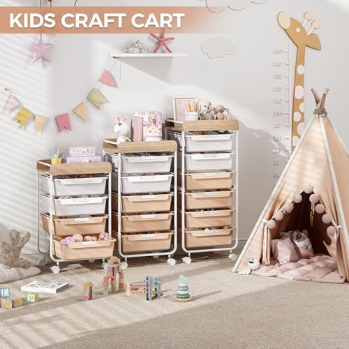 SYKIARIOL Rolling Storage Utility Cart with 4 Drawers,Art Cart,Pearl