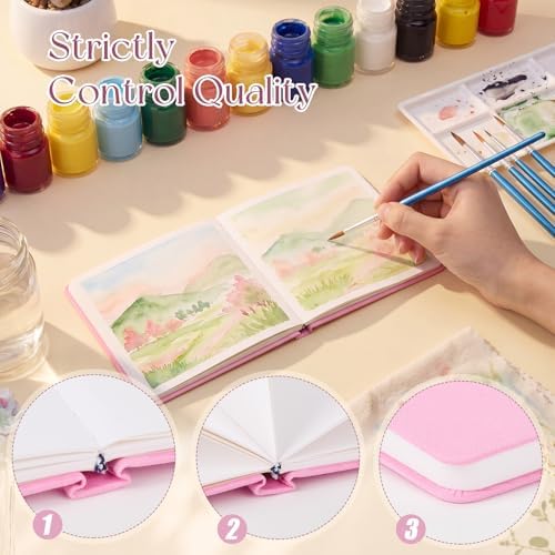 5.5in Watercolor Sketchbook Journal Square Watercolor Notebook Pink