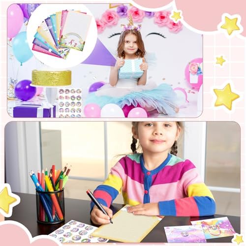 TaoBary 160 Pcs Unicorn Stationery Paper and Envelopes Set, 5.5 x 8.25''