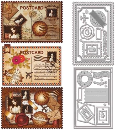 GLOBLELAND Postcard Cutting Dies for Card Making Postage Envelope Cut Die for DIY Scrapbooking Journal Embossing Paper Craft Decor